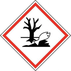 NMC - Hazardous Materials Label, Header: Dangerous for Environment Warning - Legend: GHS - Graphic, English, Black & Red, 2" Long x 2" High, No Coating - Apex Tool & Supply