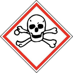 NMC - Hazardous Materials Label, Header: Toxic Warning - Legend: GHS - Graphic, English, Black & Red, 4" Long x 4" High, No Coating - Apex Tool & Supply