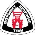 NMC - Emergency Response Team, Hard Hat Label - Diamond, Black & Red on White, 0.004" Thick, Indoor or Outdoor, Adhesive Backed, For Accident Prevention - Apex Tool & Supply