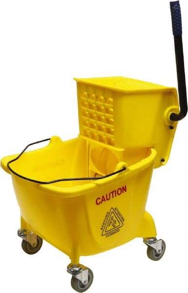 O-Cedar - 26 Qt Plastic Bucket & Wringer - 22" Long x 33" High x 14" Wide, Yellow - Apex Tool & Supply