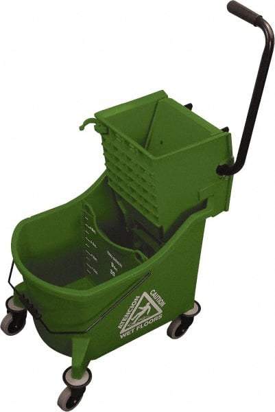 O-Cedar - 36 Qt Plastic Bucket & Wringer - 23" Long x 38" High x 14" Wide, Green - Apex Tool & Supply