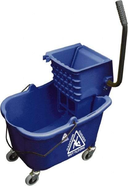 O-Cedar - 33 Qt Plastic Bucket & Wringer - 22" Long x 34" High x 15" Wide, Blue - Apex Tool & Supply