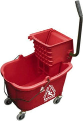 O-Cedar - 33 Qt Plastic Bucket & Wringer - 22" Long x 34" High x 15" Wide, Red - Apex Tool & Supply