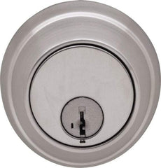 Stanley - 1-3/8 to 2" Door Thickness, Satin Chrome Finish, Single Cylinder Deadbolt - Nonhanded Handling, Key Override, Single Cylinder - Apex Tool & Supply