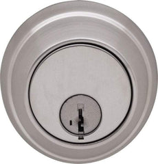 Stanley - 1-3/8 to 2" Door Thickness, Satin Chrome Finish, Single Cylinder Deadbolt - Nonhanded Handling, Key Override, Single Cylinder - Apex Tool & Supply