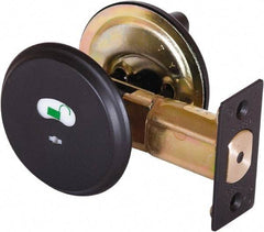 Stanley - 1-3/8 to 2" Door Thickness, Satin Chrome Finish, Occupancy Indicator Deadbolt - Nonhanded Handling, Push in Lever Override, Keyless Cylinder - Apex Tool & Supply