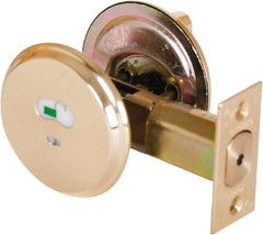 Stanley - 1-3/8 to 2" Door Thickness, Bright Chrome Finish, Occupancy Indicator Deadbolt - Nonhanded Handling, Push in Lever Override, Keyless Cylinder - Apex Tool & Supply