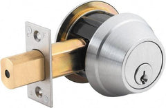 Stanley - 1-3/8 to 2" Door Thickness, Bright Brass Finish, Occupancy Indicator Deadbolt - Nonhanded Handling, Push in Lever Override, Keyless Cylinder - Apex Tool & Supply