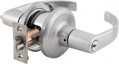 Stanley - Grade 2 Storeroom Lever Lockset - 2-3/8 & 2-3/4" Back Set, Brass Alloy, Satin Chrome Finish - Apex Tool & Supply