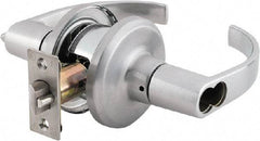 Stanley - Grade 2 Storeroom Lever Lockset - 2-3/8 & 2-3/4" Back Set, Brass Alloy, Satin Chrome Finish - Apex Tool & Supply