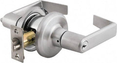 Stanley - Grade 2 Storeroom Lever Lockset - 2-3/8 & 2-3/4" Back Set, Brass Alloy, Satin Chrome Finish - Apex Tool & Supply