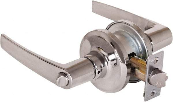 Stanley - Grade 2 Office Lever Lockset - 2-3/8 & 2-3/4" Back Set, Brass Alloy, Satin Chrome Finish - Apex Tool & Supply