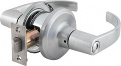 Stanley - Grade 2 Privacy Lever Lockset - 2-3/8 & 2-3/4" Back Set, Keyless Cylinder, Brass Alloy, Satin Chrome Finish - Apex Tool & Supply
