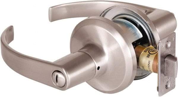 Stanley - Grade 2 Privacy Lever Lockset - 2-3/8 & 2-3/4" Back Set, Keyless Cylinder, Brass Alloy, Satin Nickel Finish - Apex Tool & Supply