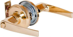 Stanley - Grade 2 Privacy Lever Lockset - 2-3/8 & 2-3/4" Back Set, Keyless Cylinder, Brass Alloy, Bright Brass Finish - Apex Tool & Supply