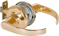 Stanley - Grade 2 Passage Lever Lockset - 2-3/8 & 2-3/4" Back Set, Keyless Cylinder, Brass Alloy, Bright Brass Finish - Apex Tool & Supply
