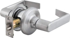Stanley - Grade 2 Passage Lever Lockset - 2-3/8 & 2-3/4" Back Set, Keyless Cylinder, Brass Alloy, Satin Chrome Finish - Apex Tool & Supply