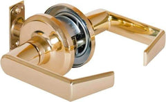 Stanley - Grade 2 Passage Lever Lockset - 2-3/8 & 2-3/4" Back Set, Keyless Cylinder, Brass Alloy, Bright Brass Finish - Apex Tool & Supply