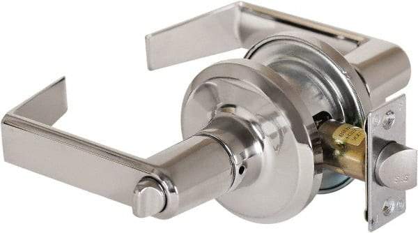Stanley - Grade 2 Privacy Lever Lockset - 2-3/8 & 2-3/4" Back Set, Keyless Cylinder, Brass Alloy, Bright Chrome Finish - Apex Tool & Supply