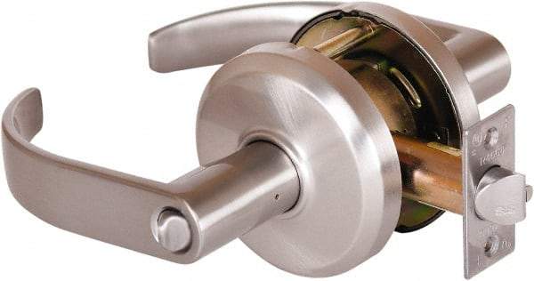 Stanley - Grade 2 Entrance Lever Lockset - 2-3/4" Back Set, Key In Lever Cylinder, Brass Alloy, Nickel Finish - Apex Tool & Supply