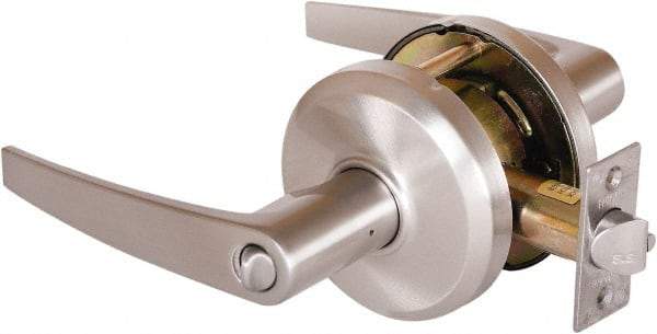 Stanley - Grade 2 Entrance Lever Lockset - 2-3/4" Back Set, Key In Lever Cylinder, Brass Alloy, Nickel Finish - Apex Tool & Supply