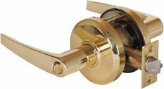 Stanley - Grade 2 Entrance Lever Lockset - 2-3/4" Back Set, Key In Lever Cylinder, Brass Alloy, Bright Brass Finish - Apex Tool & Supply