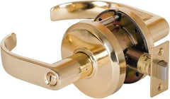 Stanley - Grade 2 Privacy Lever Lockset - 2-3/4" Back Set, Keyless Cylinder, Brass Alloy, Bright Brass Finish - Apex Tool & Supply