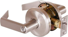 Stanley - Grade 2 Privacy Lever Lockset - 2-3/4" Back Set, Keyless Cylinder, Brass Alloy, Nickel Finish - Apex Tool & Supply