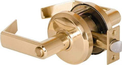 Stanley - Grade 2 Privacy Lever Lockset - 2-3/4" Back Set, Keyless Cylinder, Brass Alloy, Bright Brass Finish - Apex Tool & Supply
