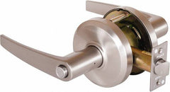Stanley - Grade 2 Privacy Lever Lockset - 2-3/4" Back Set, Keyless Cylinder, Brass Alloy, Nickel Finish - Apex Tool & Supply