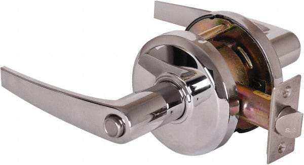 Stanley - Grade 2 Privacy Lever Lockset - 2-3/4" Back Set, Keyless Cylinder, Brass Alloy, Bright Chrome Finish - Apex Tool & Supply