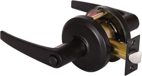 Stanley - Grade 2 Privacy Lever Lockset - 2-3/4" Back Set, Keyless Cylinder, Brass Alloy, Oil Rubbed Bronze Finish - Apex Tool & Supply