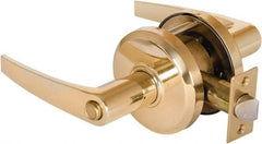 Stanley - Grade 2 Privacy Lever Lockset - 2-3/4" Back Set, Keyless Cylinder, Brass Alloy, Bright Brass Finish - Apex Tool & Supply