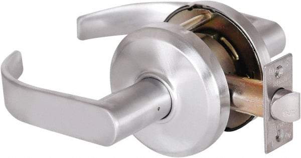 Stanley - Grade 2 Passage Lever Lockset - 2-3/4" Back Set, Keyless Cylinder, Brass Alloy, Satin Chrome Finish - Apex Tool & Supply