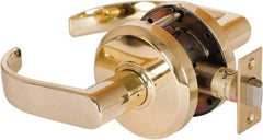Stanley - Grade 2 Passage Lever Lockset - 2-3/4" Back Set, Keyless Cylinder, Brass Alloy, Bright Brass Finish - Apex Tool & Supply