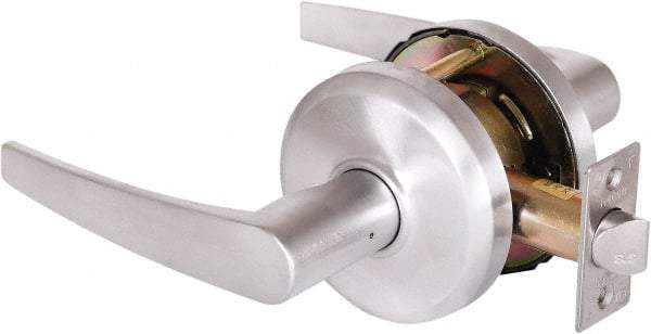 Stanley - Grade 2 Passage Lever Lockset - 2-3/4" Back Set, Keyless Cylinder, Brass Alloy, Satin Chrome Finish - Apex Tool & Supply
