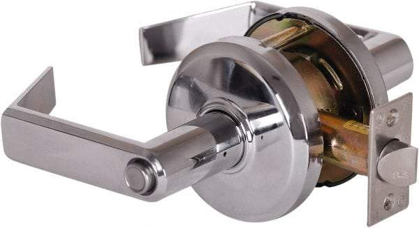 Stanley - Grade 2 Privacy Lever Lockset - 2-3/4" Back Set, Keyless Cylinder, Brass Alloy, Bright Chrome Finish - Apex Tool & Supply