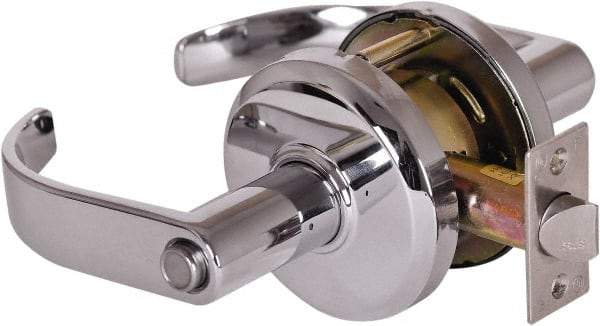 Stanley - Grade 2 Privacy Lever Lockset - 2-3/4" Back Set, Keyless Cylinder, Brass Alloy, Bright Chrome Finish - Apex Tool & Supply