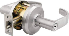 Stanley - Grade 2 Storeroom Lever Lockset - 2-3/4" Back Set, Key In Lever Cylinder, Brass Alloy, Satin Chrome Finish - Apex Tool & Supply