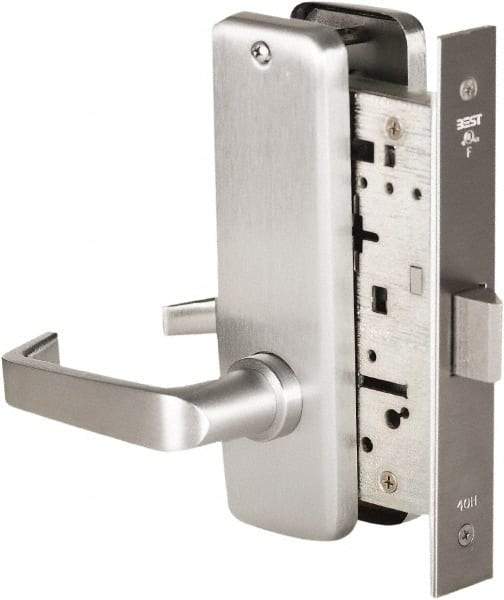 Best - Grade 1 Passage Lever Lockset - 2-3/4" Back Set, Keyless Cylinder, Brass Alloy, Satin Chrome Finish - Apex Tool & Supply