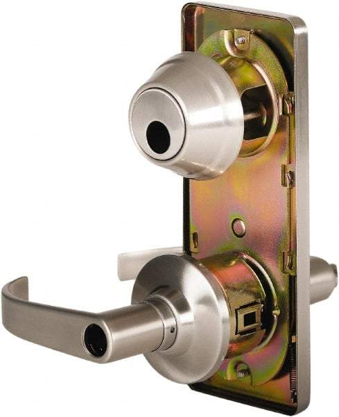 Stanley - Grade 2 Entry Lever Lockset - 2-3/4" Back Set, Key In Lever Cylinder, Brass Alloy, Nickel Finish - Apex Tool & Supply
