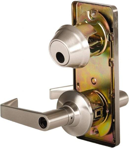 Stanley - Grade 2 Entry Lever Lockset - 2-3/4" Back Set, Key In Lever Cylinder, Brass Alloy, Nickel Finish - Apex Tool & Supply