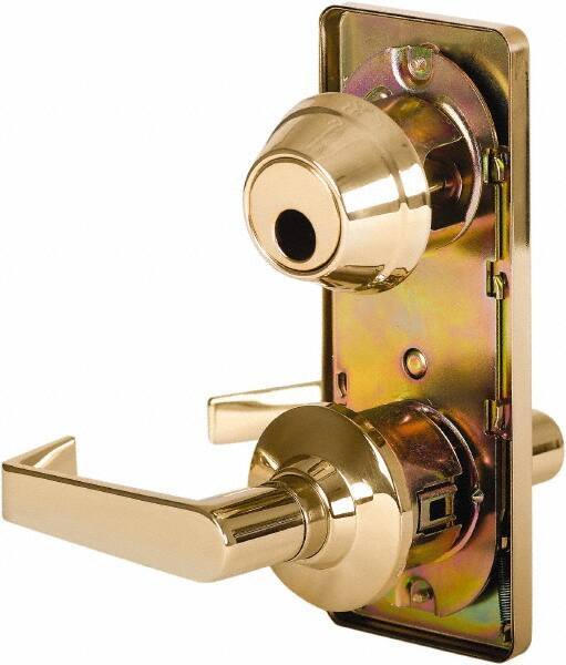 Stanley - Grade 2 Passage Lever Lockset - 2-3/4" Back Set, Keyless Cylinder, Brass Alloy, Bright Brass Finish - Apex Tool & Supply