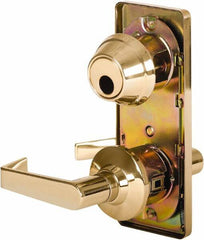 Stanley - Grade 2 Passage Lever Lockset - 2-3/4" Back Set, Keyless Cylinder, Brass Alloy, Bright Brass Finish - Apex Tool & Supply