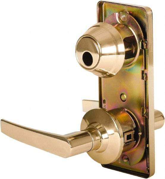 Stanley - Grade 2 Passage Lever Lockset - 2-3/4" Back Set, Keyless Cylinder, Brass Alloy, Bright Brass Finish - Apex Tool & Supply