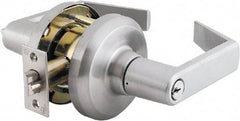 Stanley - Grade 1 Entrance Lever Lockset - 2-3/4" Back Set, Key In Lever Cylinder, Brass Alloy, Satin Chrome Finish - Apex Tool & Supply