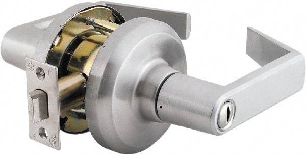 Stanley - Grade 1 Privacy Lever Lockset - 2-3/4" Back Set, Keyless Cylinder, Brass Alloy, Satin Chrome Finish - Apex Tool & Supply