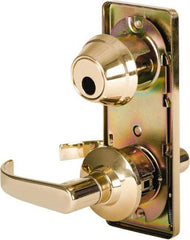 Stanley - Grade 2 Passage Lever Lockset - 2-3/4" Back Set, Keyless Cylinder, Brass Alloy, Bright Brass Finish - Apex Tool & Supply