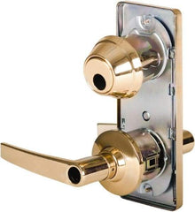 Stanley - Grade 2 Entry Lever Lockset - 2-3/4" Back Set, Key In Lever Cylinder, Brass Alloy, Bright Brass Finish - Apex Tool & Supply