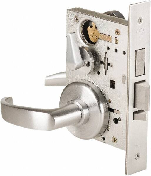 Stanley - Grade 1 Dormitory Lever Lockset - 2-3/4" Back Set, Best SFIC Cylinder, Brass Alloy, Satin Chrome Finish - Apex Tool & Supply